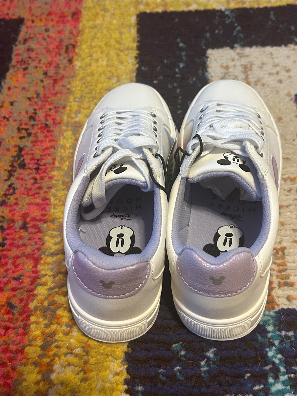 Disney White Women’s Sneakers with Lavender Mickey Accent - Picture 6 of 9